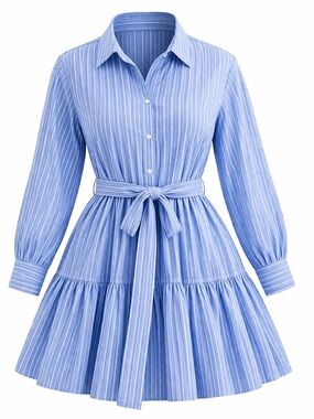 Free Assembly Womens XXL Size 20 Cotton Belted Bubble Mini Dress Long Sleeves